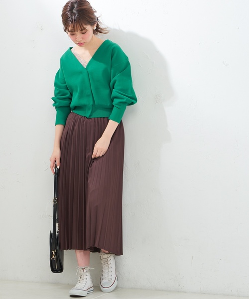 natural couture（ナチュラルクチュール）の「セットプリーツ微光沢スカート（スカート・レディース・ベージュ/パープル/ブラウン/アイボリー/グレー/オレンジ/ミント・FREE）」の17枚目の写真