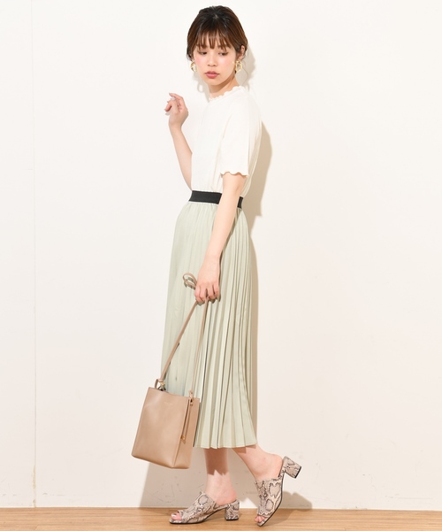 natural couture（ナチュラルクチュール）の「セットプリーツ微光沢スカート（スカート・レディース・ベージュ/パープル/ブラウン/アイボリー/グレー/オレンジ/ミント・FREE）」の11枚目の写真