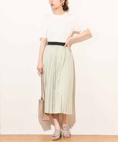 natural couture（ナチュラルクチュール）の「セットプリーツ微光沢スカート（スカート・レディース・ベージュ/パープル/ブラウン/アイボリー/グレー/オレンジ/ミント・FREE）」の10枚目の写真