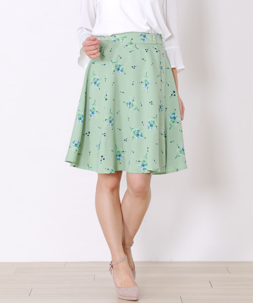 Misch Masch ミッシュマッシュ の プチサイズあり 花柄ボタンフレアスカート スカート Wear