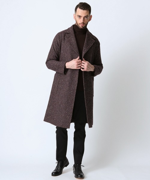 【美品】RAINMAKER レインメーカー ツイード ラップコート ブラウン L レインメーカー RAINMAKER ツイード ラップコート