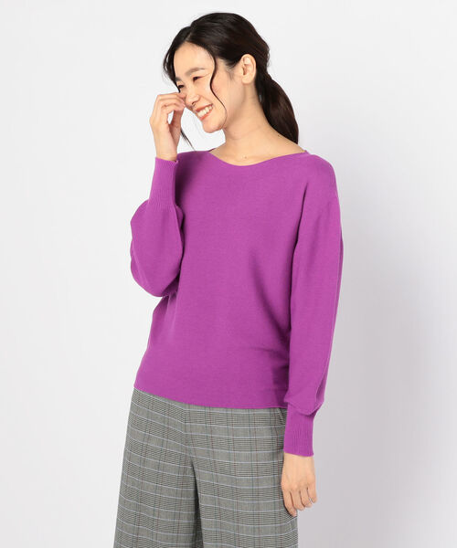 NOLLEY’S（ノーリーズ）の「ボートネックホールガーメントプルオーバーニット（ニット/セーター・レディース・ネイビー/ピンク/アイボリー/ミント/ラベンダー・1）」の5枚目の写真