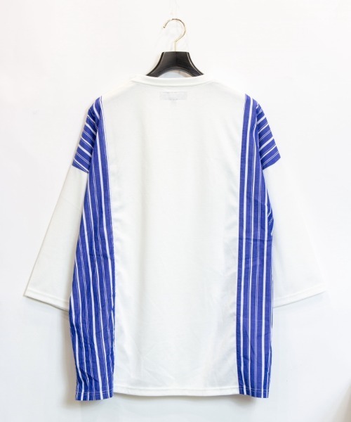 Luv maison(ラブメゾン)の「Luv-サイドストライプ8分袖BIG-TEE(Tシャツ/カットソー・メンズ・ホワイト/ブラック・M/L)」の3枚目の写真