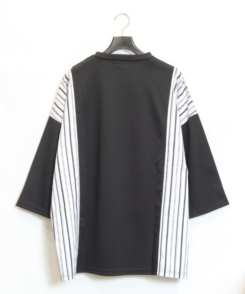 Luv maison(ラブメゾン)の「Luv-サイドストライプ8分袖BIG-TEE(Tシャツ/カットソー・メンズ・ホワイト/ブラック・M/L)」の4枚目の写真
