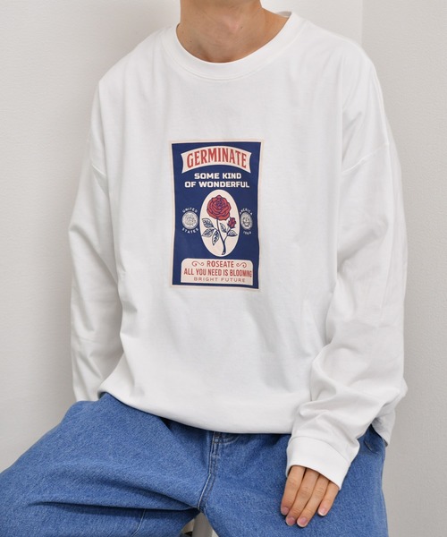 kutir(クティール)の「バラプリントロンT(Tシャツ/カットソー・メンズ・ラベンダー/ブラック/ライトブルー/ライトグリーン/オフホワイト・MEDIUM/LARGE/SMALL)」の2枚目の写真