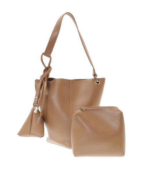 The Virgnia（ザ ヴァージニア）の「ミニポーチ付レザーライクバッグ（ショルダーバッグ・レディース・キャメル/カーキ・FREE）」の2枚目の写真