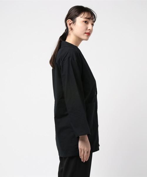 WEGO(ウィゴー)の「WEGO/【セットアップ対応商品】テーラードシャツジャケット(テーラードジャケット・レディース・ブラック/アイボリー/グレー系その他2・FREE)」の4枚目の写真