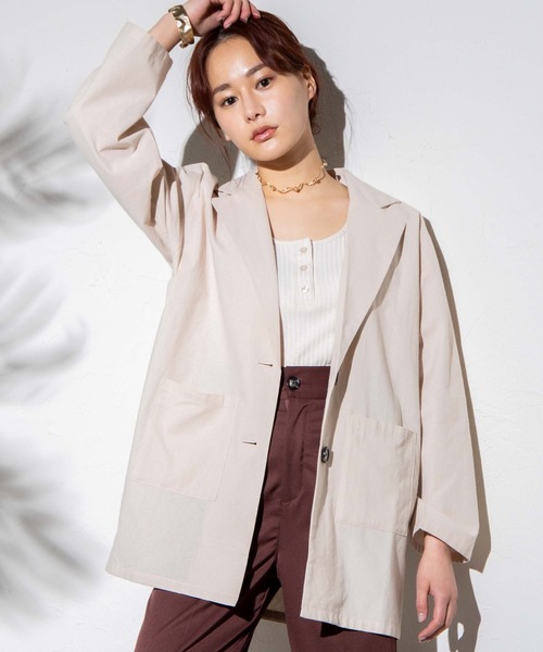 WEGO(ウィゴー)の「WEGO/【セットアップ対応商品】テーラードシャツジャケット(テーラードジャケット・レディース・ブラック/アイボリー/グレー系その他2・FREE)」の2枚目の写真