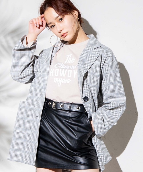 WEGO(ウィゴー)の「WEGO/【セットアップ対応商品】テーラードシャツジャケット(テーラードジャケット・レディース・ブラック/アイボリー/グレー系その他2・FREE)」の1枚目の写真