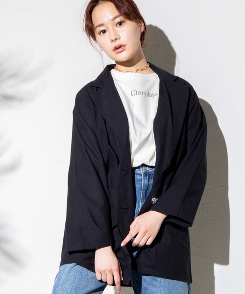 WEGO(ウィゴー)の「WEGO/【セットアップ対応商品】テーラードシャツジャケット(テーラードジャケット・レディース・ブラック/アイボリー/グレー系その他2・FREE)」の3枚目の写真