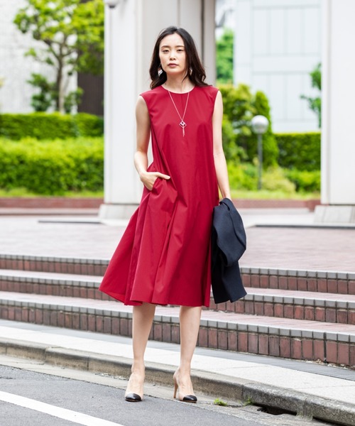 セール Design ワンピース 麻混クーラータッチフレアワンピース ワンピース A C Design By Alpha Alpha Cubic エーシーデザインバイアルファキュービック のファッション
