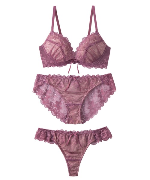 YU'NOW(ユナウ)の「【3点セット】ヌーディレースブラ&ショーツ&Tバック(タンガ)(ブラ&ショーツ・レディース・ブラック/アイボリー/ピンク/ブルー/オレンジ/レッド/ライラック/グリーン/スモークピンク/カーキ・A65M/A70M/A75M/B65M/B70M/B75M/C65M/C70M/C75M/C75L/D65M/D70M/D75M/D75L/E65M/E70M/E75M/E75L)」の8枚目の写真