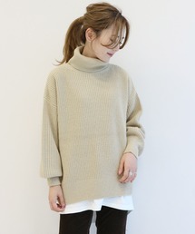 AMERICAN HOLIC | 片畔ハイネックボリュームニットプルオーバー(ニット/セーター)