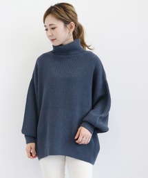 片畔ハイネックボリュームニットプルオーバー