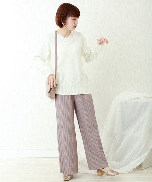 CHARM BERRY TIC（チャームベリーチック）の「ランダムプリーツ裏起毛パンツ（その他パンツ・レディース・ブラック/スモークピンク/モカ/ラベンダー/ブルー・M/L）」の8枚目の写真