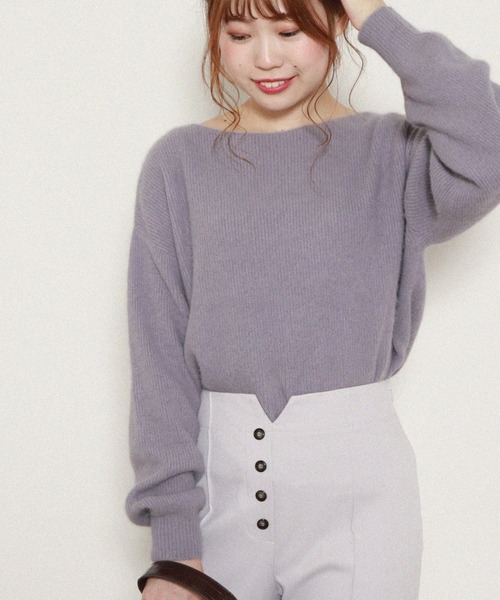 Cheek(チーク)の「FOX混ボートネックニット(ニット/セーター・レディース・ベージュ/ブルー/モカ/ラベンダー・MEDIUM)」の4枚目の写真