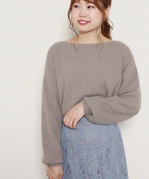 Cheek(チーク)の「FOX混ボートネックニット(ニット/セーター・レディース・ベージュ/ブルー/モカ/ラベンダー・MEDIUM)」の17枚目の写真