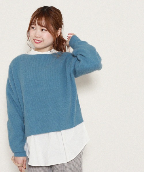 Cheek(チーク)の「FOX混ボートネックニット(ニット/セーター・レディース・ベージュ/ブルー/モカ/ラベンダー・MEDIUM)」の10枚目の写真