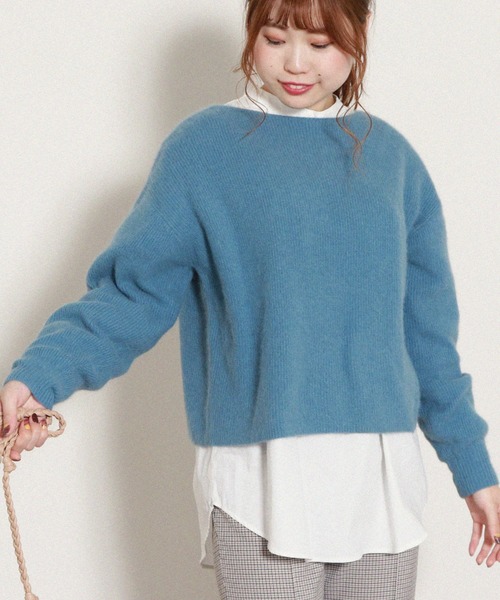 Cheek(チーク)の「FOX混ボートネックニット(ニット/セーター・レディース・ベージュ/ブルー/モカ/ラベンダー・MEDIUM)」の16枚目の写真