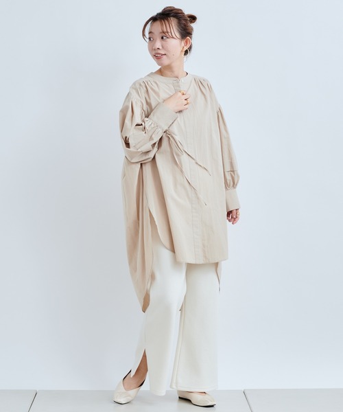 DouDou(ドゥドゥ)の「ブークレーイージーパンツ(スラックス・レディース・オフホワイト/グレイッシュベージュ/グリーン・FREE)」の5枚目の写真