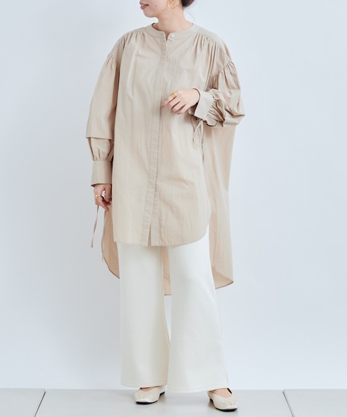 DouDou(ドゥドゥ)の「ブークレーイージーパンツ(スラックス・レディース・オフホワイト/グレイッシュベージュ/グリーン・FREE)」の7枚目の写真