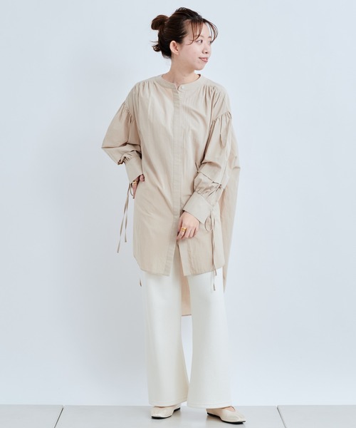 DouDou(ドゥドゥ)の「ブークレーイージーパンツ(スラックス・レディース・オフホワイト/グレイッシュベージュ/グリーン・FREE)」の9枚目の写真