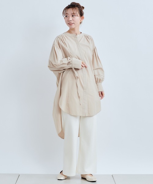 DouDou(ドゥドゥ)の「ブークレーイージーパンツ(スラックス・レディース・オフホワイト/グレイッシュベージュ/グリーン・FREE)」の10枚目の写真