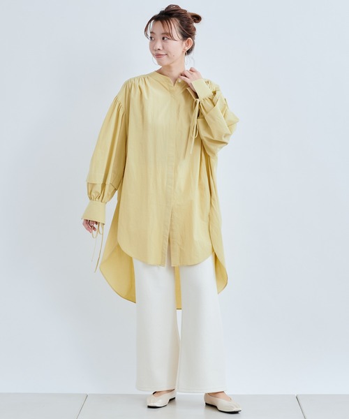 DouDou(ドゥドゥ)の「ブークレーイージーパンツ(スラックス・レディース・オフホワイト/グレイッシュベージュ/グリーン・FREE)」の17枚目の写真