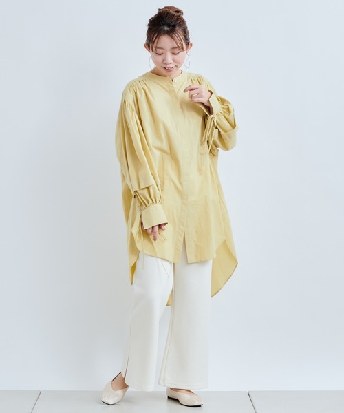 DouDou(ドゥドゥ)の「ブークレーイージーパンツ(スラックス・レディース・オフホワイト/グレイッシュベージュ/グリーン・FREE)」の18枚目の写真