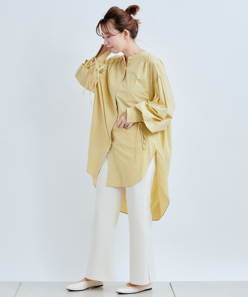 DouDou(ドゥドゥ)の「ブークレーイージーパンツ(スラックス・レディース・オフホワイト/グレイッシュベージュ/グリーン・FREE)」の19枚目の写真