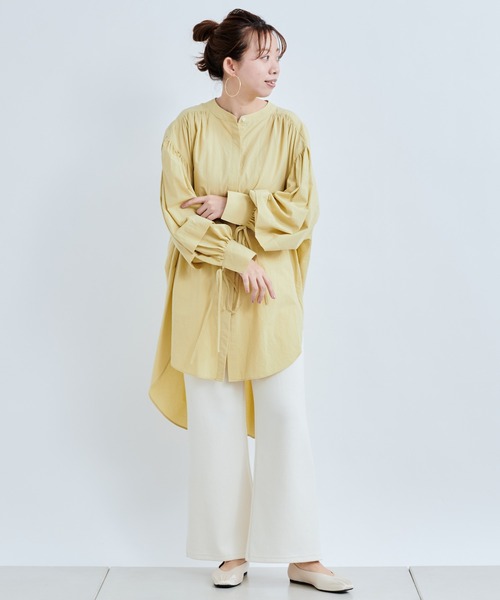 DouDou(ドゥドゥ)の「ブークレーイージーパンツ(スラックス・レディース・オフホワイト/グレイッシュベージュ/グリーン・FREE)」の20枚目の写真