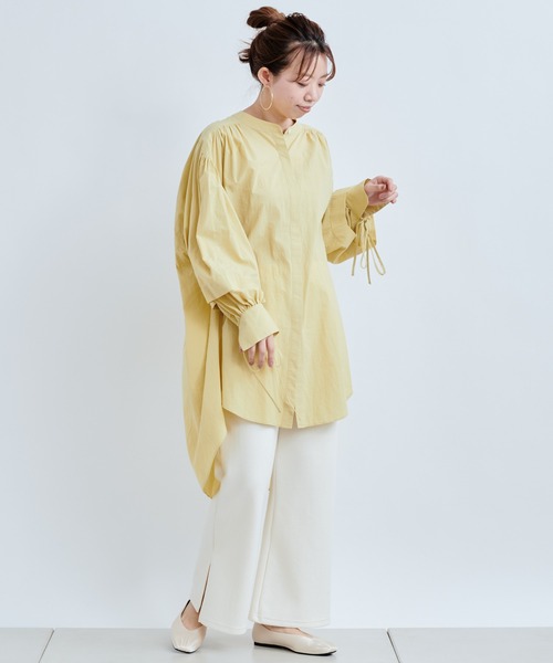 DouDou(ドゥドゥ)の「ブークレーイージーパンツ(スラックス・レディース・オフホワイト/グレイッシュベージュ/グリーン・FREE)」の21枚目の写真