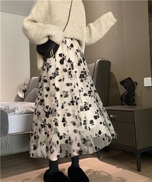 花柄チュールスカート