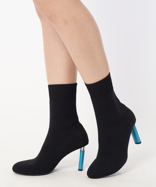 VETEMENTS ブラック ゴールド ライター ヒール ブーツ サイズ: 37