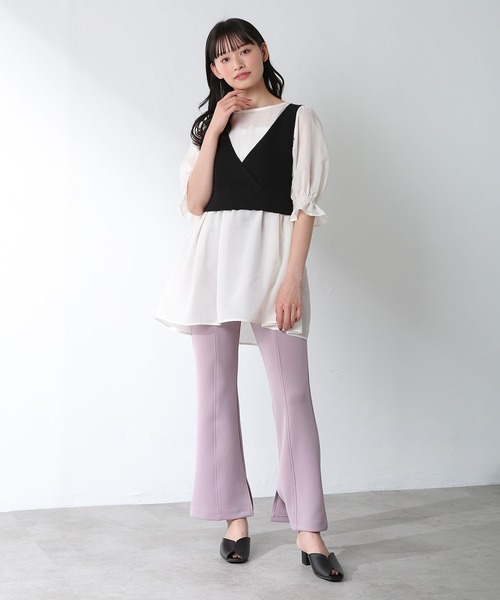 Honeys（ハニーズ）の「ビスチェ付チュニック（シャツ/ブラウス・レディース・ベージュ/ブラック/モカ/ミント・M/L/S）」の12枚目の写真