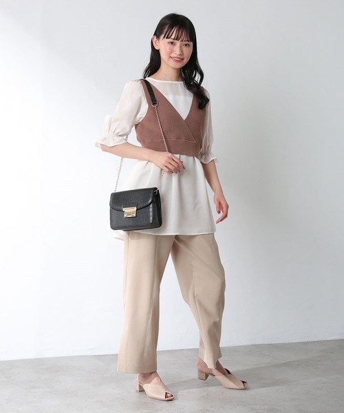 Honeys（ハニーズ）の「ビスチェ付チュニック（シャツ/ブラウス・レディース・ベージュ/ブラック/モカ/ミント・M/L/S）」の9枚目の写真