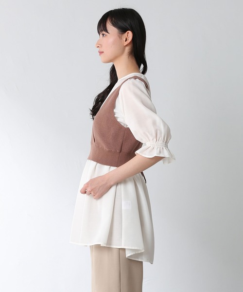 Honeys（ハニーズ）の「ビスチェ付チュニック（シャツ/ブラウス・レディース・ベージュ/ブラック/モカ/ミント・M/L/S）」の15枚目の写真