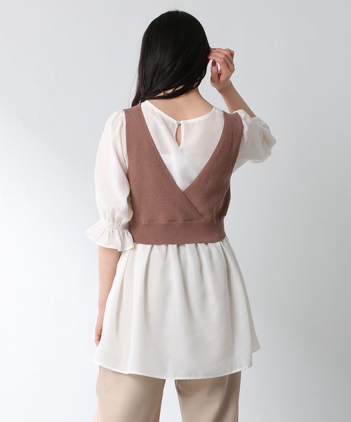 Honeys（ハニーズ）の「ビスチェ付チュニック（シャツ/ブラウス・レディース・ベージュ/ブラック/モカ/ミント・M/L/S）」の22枚目の写真