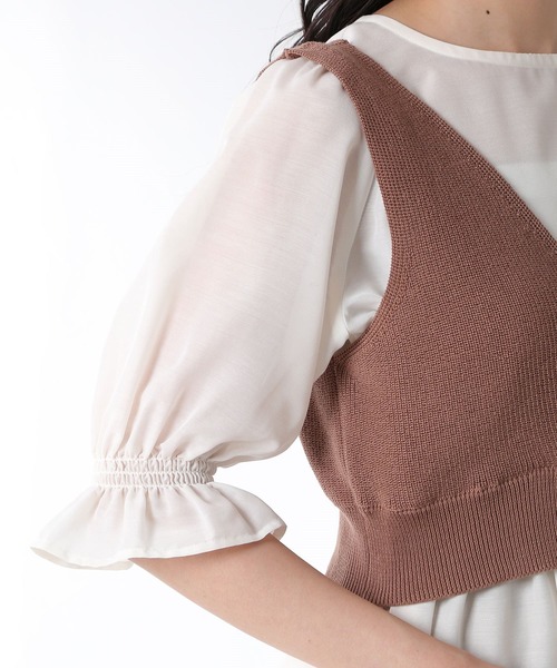 Honeys（ハニーズ）の「ビスチェ付チュニック（シャツ/ブラウス・レディース・ベージュ/ブラック/モカ/ミント・M/L/S）」の13枚目の写真