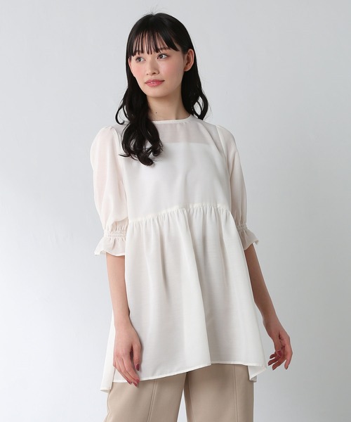 Honeys（ハニーズ）の「ビスチェ付チュニック（シャツ/ブラウス・レディース・ベージュ/ブラック/モカ/ミント・M/L/S）」の18枚目の写真