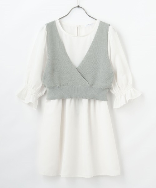 Honeys（ハニーズ）の「ビスチェ付チュニック（シャツ/ブラウス・レディース・ベージュ/ブラック/モカ/ミント・M/L/S）」の11枚目の写真