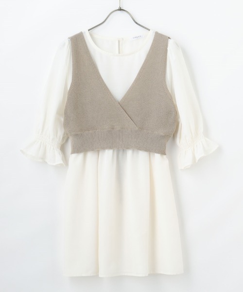 Honeys（ハニーズ）の「ビスチェ付チュニック（シャツ/ブラウス・レディース・ベージュ/ブラック/モカ/ミント・M/L/S）」の14枚目の写真