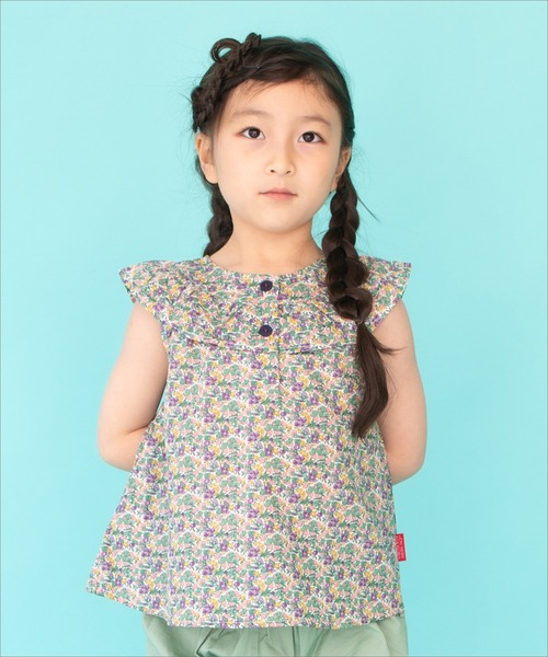 RAGMART（ラグマート）の「2ウェイノースリーブプリントブラウス 花柄 レモン柄 果実柄（シャツ/ブラウス・キッズ・ベージュ/レッド/ピンク・110cm/120cm/100cm/130cm）」の2枚目の写真