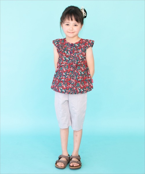 RAGMART（ラグマート）の「2ウェイノースリーブプリントブラウス 花柄 レモン柄 果実柄（シャツ/ブラウス・キッズ・ベージュ/レッド/ピンク・110cm/120cm/100cm/130cm）」の4枚目の写真