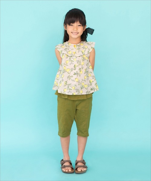 RAGMART（ラグマート）の「2ウェイノースリーブプリントブラウス 花柄 レモン柄 果実柄（シャツ/ブラウス・キッズ・ベージュ/レッド/ピンク・110cm/120cm/100cm/130cm）」の7枚目の写真