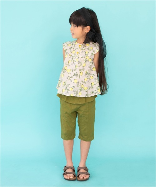 RAGMART（ラグマート）の「2ウェイノースリーブプリントブラウス 花柄 レモン柄 果実柄（シャツ/ブラウス・キッズ・ベージュ/レッド/ピンク・110cm/120cm/100cm/130cm）」の5枚目の写真