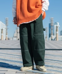 Perushu | 配色ステッチワイドペインターパンツ(セットアップ着用可)(カーゴパンツ)