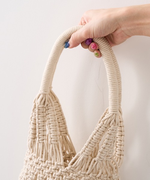 RASVOA(ラスボア)の「【WEB限定】巾着付きマクラメバッグ(ハンドバッグ・レディース・ベージュ/アイボリー・FREE)」の9枚目の写真