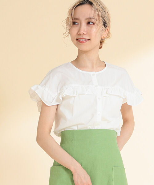 Ray BEAMS(レイビームス)の「Ray BEAMS / フリル ヨーク フレンチ スリーブ(シャツ/ブラウス・レディース・ホワイト/ブラック/ラベンダー・ONE SIZE)」の7枚目の写真