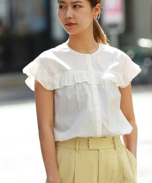 Ray BEAMS(レイビームス)の「Ray BEAMS / フリル ヨーク フレンチ スリーブ(シャツ/ブラウス・レディース・ホワイト/ブラック/ラベンダー・ONE SIZE)」の13枚目の写真